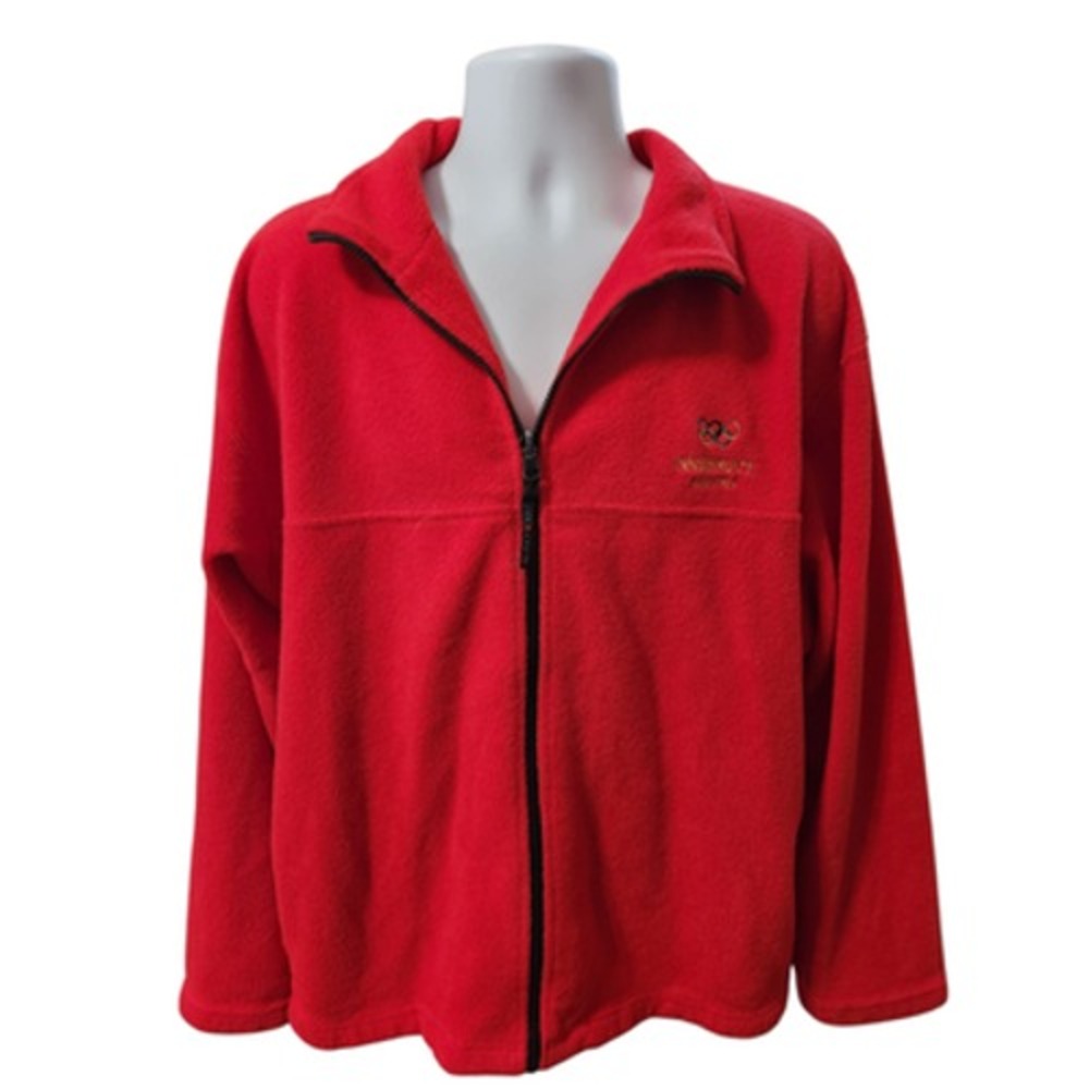 Jerzees Hoodie‎ Men's Red Large Full Zip Fleece Sweatshirt Olympics Austria